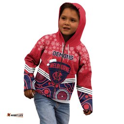 Custom Melbourne Football Christmas Kid Hoodie Merry Xmas 2023 Mix Aboriginal Art