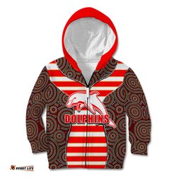 NRL Dolphins Kid Hoodie Mix Dot Aboriginal