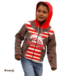 NRL Dolphins Kid Hoodie Mix Dot Aboriginal