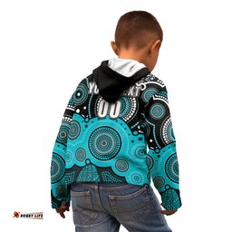 Custom Text And Number Brisbane Heat BBL Kid Hoodie Aboriginal Patterns