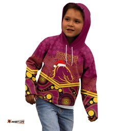 Custom Brisbane Broncos Rugby Christmas Kid Hoodie Merry Xmas 2023 Mix Aboriginal Art