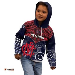Melbourne Football Kid Hoodie Go Demons Aboriginal Mix Polynesian Pattern