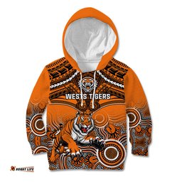 Tigers Rugby Kid Hoodie Aboriginal Mix Polynesian Pattern
