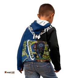 Custom Panthers And Cowboys Rugby Kid Hoodie Aboriginal Version