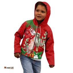 Personalised Kookaburra Lover Kid Hoodie Australia Merry Christmas Aboriginal Red Style