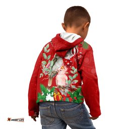 Personalised Kookaburra Lover Kid Hoodie Australia Merry Christmas Aboriginal Red Style