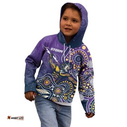 Personalised Storm Rugby Aboriginal Kid Hoodie 2024 GO Storms
