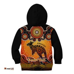 Personalised Australia Aries Kangaroo Zodiac Kid Hoodie Auz Astrology Aboriginal Red