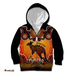 Personalised Australia Aries Kangaroo Zodiac Kid Hoodie Auz Astrology Aboriginal Red