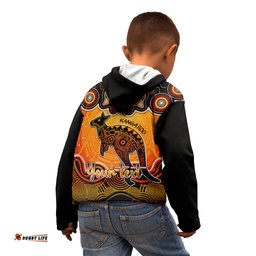 Personalised Australia Aries Kangaroo Zodiac Kid Hoodie Auz Astrology Aboriginal Red