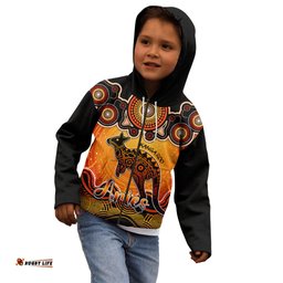 Personalised Australia Aries Kangaroo Zodiac Kid Hoodie Auz Astrology Aboriginal Red