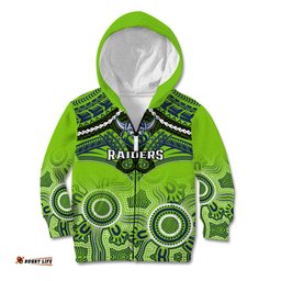 Raiders Rugby Kid Hoodie Canberra 1981 Aboriginal Mix Polynesian Pattern
