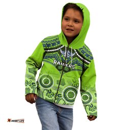 Raiders Rugby Kid Hoodie Canberra 1981 Aboriginal Mix Polynesian Pattern