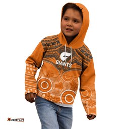 Giants Football Kid Hoodie GWS Aboriginal Mix Polynesian Pattern