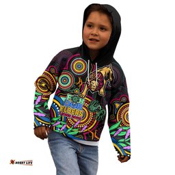 Custom Lions Football Aboriginal Art Kid Hoodie NAIDOC Indigenous Tribal