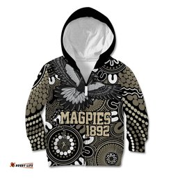 Custom Magpies NAIDOC Week 2024 Kid Hoodie Fire Burning Aboriginal Dots Art