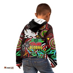 Dragons Rugby Aboriginal Art Kid Hoodie NAIDOC Indigenous Tribal