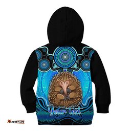 Personalised Australia Virgo Echidna Zodiac Kid Hoodie Auz Astrology Aboriginal Aqua