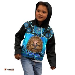 Personalised Australia Virgo Echidna Zodiac Kid Hoodie Auz Astrology Aboriginal Aqua