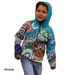 Personalised Sharks NAIDOC Week 2024 Kid Hoodie Australia Aboriginal Dot Painting