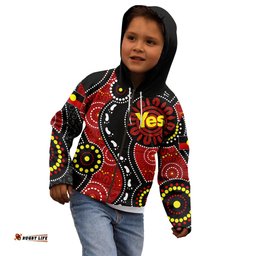 Australia Indigenous Kid Hoodie Vote Yes Aboriginal Flag Color