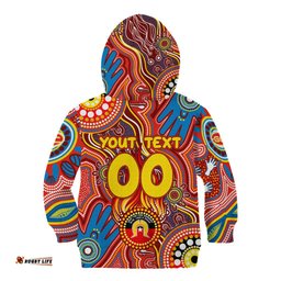 Personalised NAIDOC Week 2024 Gold Coast Suns Kid Hoodie Australian Aboriginal Hand Painting