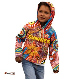 Personalised NAIDOC Week 2024 Gold Coast Suns Kid Hoodie Australian Aboriginal Hand Painting