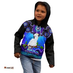 Personalised Australia Libra Cockatoo Zodiac Kid Hoodie Auz Astrology Aboriginal Blue