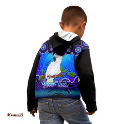 Personalised Australia Libra Cockatoo Zodiac Kid Hoodie Auz Astrology Aboriginal Blue