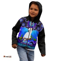 Personalised Australia Libra Cockatoo Zodiac Kid Hoodie Auz Astrology Aboriginal Blue