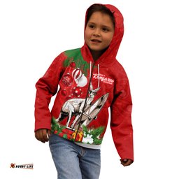 Kangaroo Lover Kid Hoodie Australia Merry Christmas Aboriginal