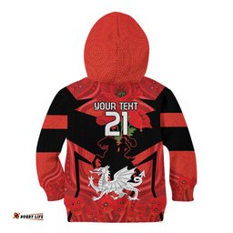 Custom Dragons Rugby ANZAC Kid Hoodie Gallipoli Soldier With Aboriginal Art