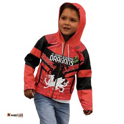 Custom Dragons Rugby ANZAC Kid Hoodie Gallipoli Soldier With Aboriginal Art
