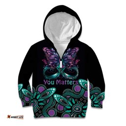 Personalised Hope Fight Suicide Prevention Awareness Kid Hoodie Aboriginal Motif