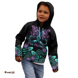 Personalised Hope Fight Suicide Prevention Awareness Kid Hoodie Aboriginal Motif