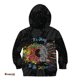 Australia Aboriginal Kid Hoodie Autism It's Okay To Be Different