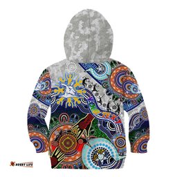 Custom NAIDOC Week 2024 North Melbourne Kangaroos Kid Hoodie Australia Aboriginal Dot Painting