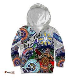 Custom NAIDOC Week 2024 North Melbourne Kangaroos Kid Hoodie Australia Aboriginal Dot Painting