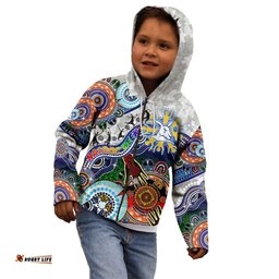Custom NAIDOC Week 2024 North Melbourne Kangaroos Kid Hoodie Australia Aboriginal Dot Painting