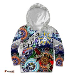 Custom NAIDOC Week 2024 North Melbourne Kangaroos Kid Hoodie Australia Aboriginal Dot Painting
