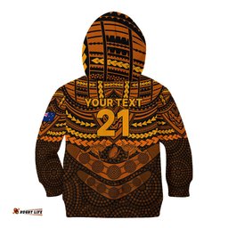 Custom Wallabies Rugby Kid Hoodie Polynesian and Aboriginal Special Orange Version