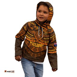 Custom Wallabies Rugby Kid Hoodie Polynesian and Aboriginal Special Orange Version