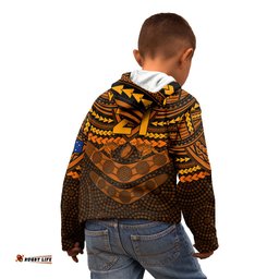 Custom Wallabies Rugby Kid Hoodie Polynesian and Aboriginal Special Orange Version