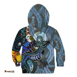 Kangaroo Aboriginal Pattern Dot Art Kid Hoodie TS04