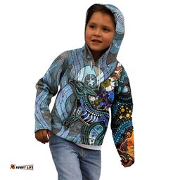 Kangaroo Aboriginal Pattern Dot Art Kid Hoodie TS04