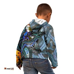 Kangaroo Aboriginal Pattern Dot Art Kid Hoodie TS04