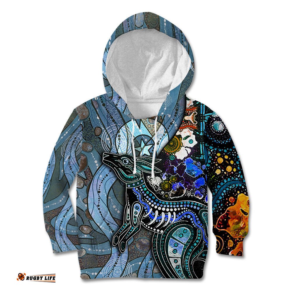Kangaroo Aboriginal Pattern Dot Art Kid Hoodie TS04