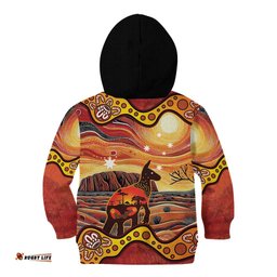 Northern Territory Uluru Kid Hoodie Ayers Rock Kangaroo Aboriginal Art