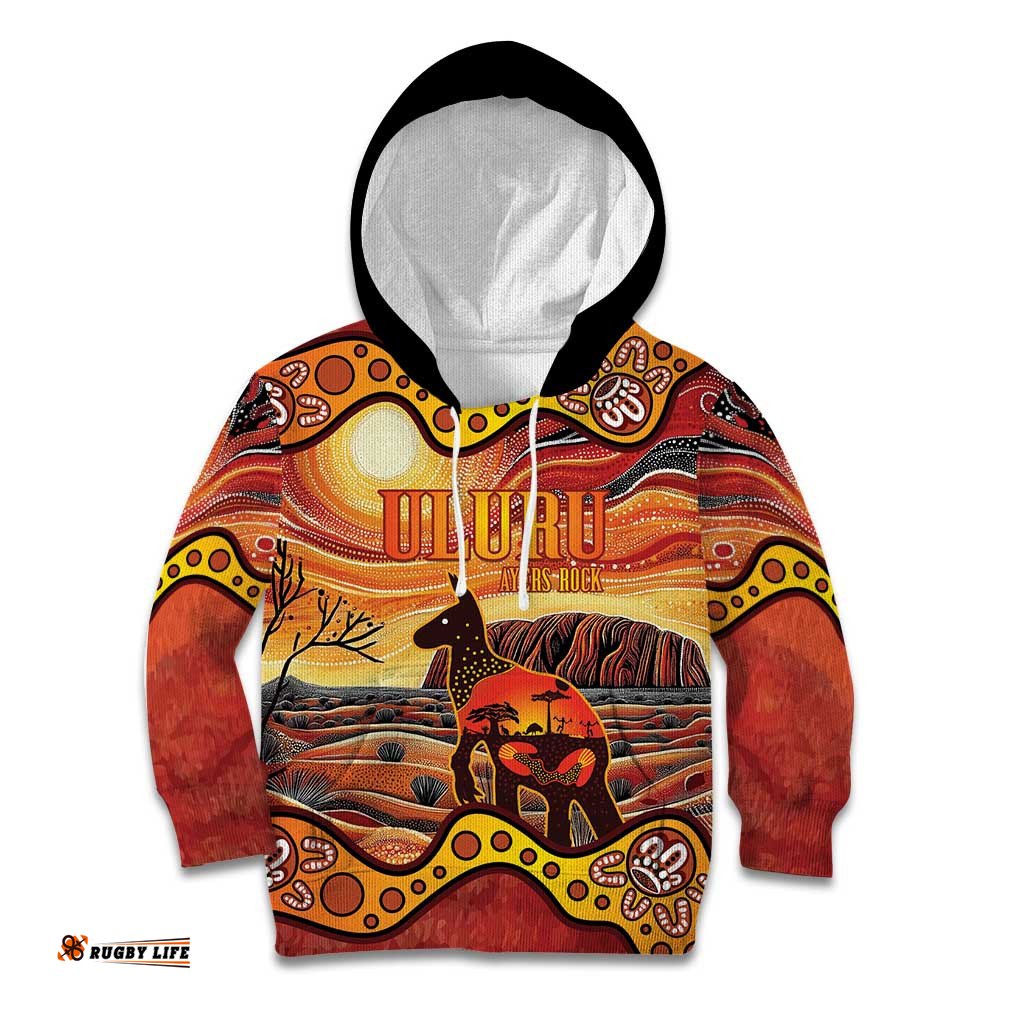 Northern Territory Uluru Kid Hoodie Ayers Rock Kangaroo Aboriginal Art