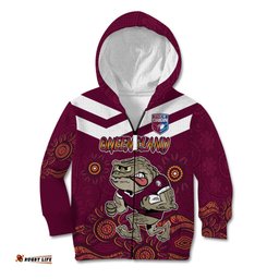 Custom QLD Maroons Cane Toad Blooded Aboriginal Inspired Kid Hoodie